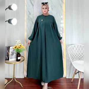 Gamis Crinkle Airflow Polos Dress Wanita Dewasa Muslimah Simpel Mewah Kekinian Terbaru
