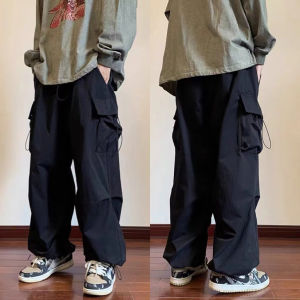Trend Multi Pocket Cargo Pants Men Retro Cargo Pants Loose Straight Casual Pants Seluar kargo lelaki k33#sxc