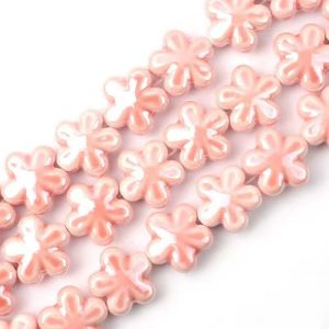 SIRENXI 10pcs Thủ công thủ công Hạt hoa năm cánh Gốm Màu sắc tươi mới Vật liệu làm đồ trang sức Kẹp tóc Bộ dụng cụ làm vòng tay Hạt rời miếng đệm gốm Sinh viên