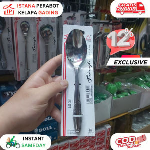 Sendok Makan Triangle Dessert Spoon Gagang Motif Lengkung