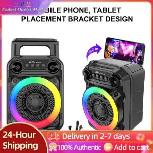 【Outlet】Portable Bluetooth Speaker with RGB Lights and Microphone for Karaoke Indoor and Outdoor Use