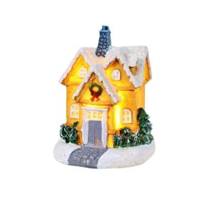 MAOMEI Cabin phát sáng Nhà tuyết giáng sinh Tuyết Mùa Đông Dạ Quang Nhà đèn LED Cảnh quan Đồ trang trí lễ hội Tượng giáng sinh làng Phòng khách