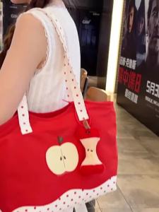 CINVAI&KROZE กระเป๋าถือลายโปล์คอดอท พื้นผ้าใบ มีความจุมาก สำหรับใช้งานประจำวัน