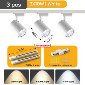 Track light LED COB spotlight full set of ceiling lamps with track and connectors energy-saving track lights power 10W 20W 30W suitable for home rooms store decoration bar lighting.