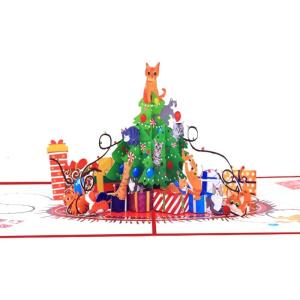 Ecological Friendly 3D Paper Carving Greeting Christmas Tree designs With Ample Writing Space For Messages Gift
