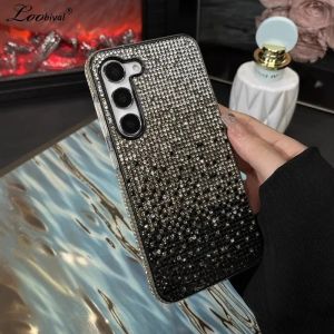 Glitter Diamond Gradient Case for Samsung Galaxy S24 Ultra S23 S22 Plus S20 S21 Note 20 Bling Rhinestone Hard Shockproof Cover