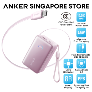 3C Power Bank Anker Nano Powerbank CCC 10000mAh 45W Fast Charging Built-in USB C Retractable Portable Charger A1638