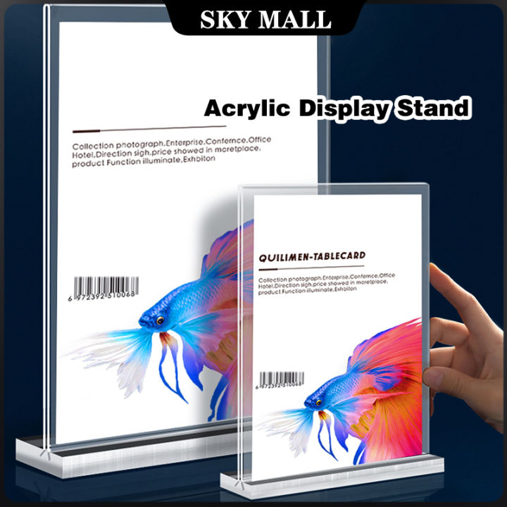 A4 Acrylic Display Stand Double Sided Menu Desktop T Type Billboard