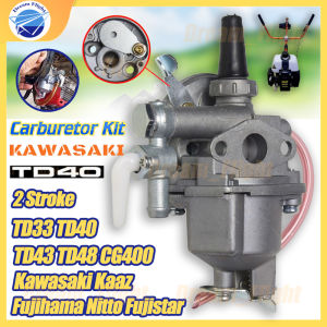 🇵🇭 TD40 Carburator Fit For Kawasaki Kaaz TD40 TD43 TD48 CG400 15001-252 Fujihama Nitto Fujistar Lawn Mower Carburetor Kit Spare Part Replacement