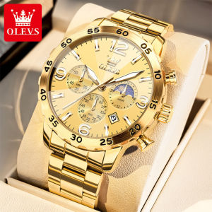 OLEVS นาฬิกาสำหรับใหม่ผู้ชายต้นฉบับกันน้ำสแตนเลสนาฬิกาสายเหล็กส่องสว่างลำลองนาฬิกาควอทซ์ดิจิตอล