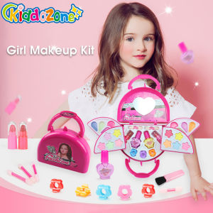 KiddoZone Childrens Makeup Set Cosmetics Kit Little Girls Make Up Case Princess Toy Cosmetics Play Set with Mirror Safe Non-Toxic Beauty Toy Eyeshadow Lips Palette Box for Children Gifts