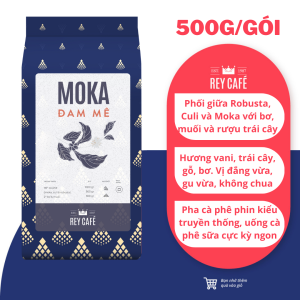 500gr Cà phê rang bơ Moka Đam Mê (Phối Moka-Robusta-Culi) - Pha Phin - Coffee blend nguyên chất - Rey Cafe