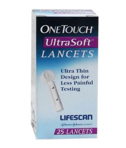 One Touch UltraSoft Blood Lancets Box of 25s and 100s or One Touch UltraSoft 2 Lancing Device