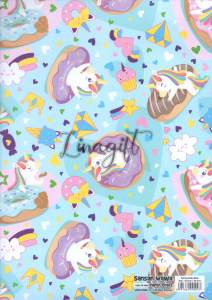 ( 5 Lembar ) UNICORN SANWA - KERTAS KADO MY PONY FLAMINGO ANGSA - GIFT WRAPPING PAPER SANSAN WAWA
