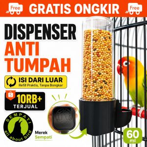 SEMPATI Cepuk Wadah Pakan Minum Burung Tabung Panjang CKTPJG