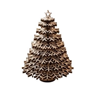 FFBH Wooden Christmas Tree Ornament DIY Snowflake Plate Christmas Decoration Detachable Self Installation Desktop Decoration K7M2P