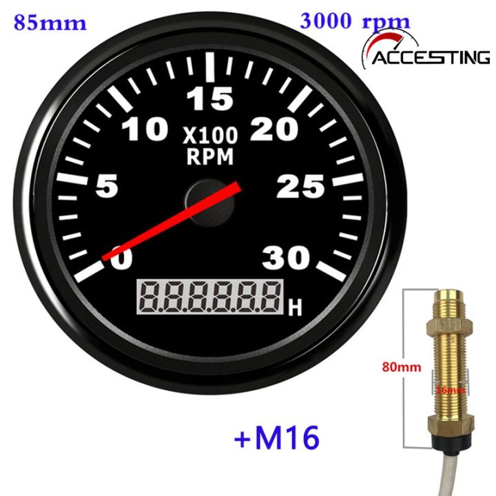 85mm Tachometer 3000RPM With Sensor Tacho Meter For Car Marine Boat ...