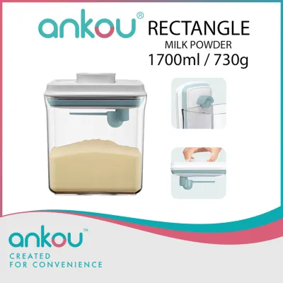 Ankou Airtight 1 Touch Button Clear Container With Scoop and Holder 1700ml (Rectangular)