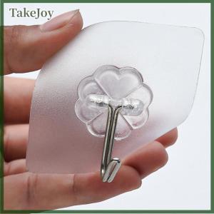 TakeJoy 10PCS Transparent Stainless Steel Strong Self Adhesive Hooks Key Storage Hanger for Kitchen Bathroom Door Wall Multi-Function
