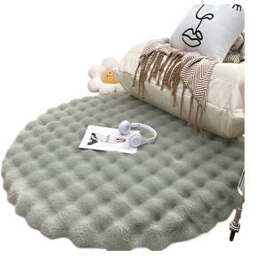 Cream Bubble Round Plush Carpet Living Room Sofa