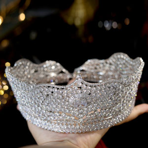 Miss universe Crown ASNORA Bridal Wedding Hair Accessories  Round Crown Pageant AccessoriesGorgeous Tiaras And Crowns CZ Queen Crown Crown King crown for pageant large crown for beauty queen Bridal jewelry