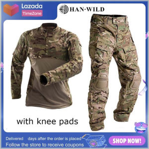 HAN WILD Đồng Phục Hoang Dã Áo Chiến Đấu Chiến Thuật Quần Áo Quân Đội Mỹ Áo Tatico Quần Ngụy Trang Đa Lớp Đệm Đầu Gối Nam Pants Size/42/44/46/48/50