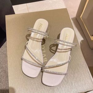 [Free Shipping] 2025 Summer New Rhinestone Chunky Heel Dual-Wear Sandals Elegant Outdoor Crystal High Heels for Women
