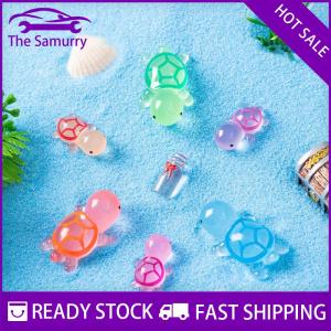 Samurry ✨Hot Sale✨ ตุ๊กตาแดชบอร์ดรถยนต์รูปเต่าเรซินขนาดเล็กส่องสว่าง6ชิ้น เซ็ตตุ๊กตาตกแต่งบ้านสวนสีการ์ตูนเครื่องประดับรถน่ารักของขวัญ