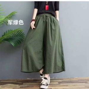 Eason Mall COD #710 Washed cotton-linen loose-fitting square pants for women free size (fits waist sizes 28 to 36)