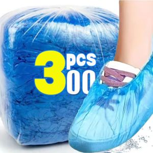 300ชิ้น ถุงคลุมรองเท้าแบบใช้แล้วทิ้ง / ถุงคลุมรองเท้ากันน้ำ / สำหรับใช้ในร่มและกลางแจ้งในวันที่ฝนตก