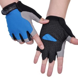 SJJL Breathable Half Finger Gloves Fingerless Anti-slip Bicycle Accessories  Elastic Shock Gym Training Gloves Outdoor Sports