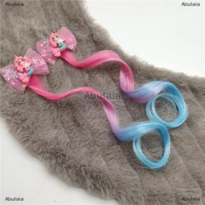 [COD] Abulaia Girls Mermaid Wigs Hairpins Ponytail Kids Rainbow Hair Clip Hair Extension Colorful Wig Twist Braider Hair Accessories