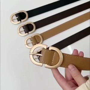 Womens Belt Luxury Belt Modern Creative Design Fashion Metal Round Buckle Simple Casual Pure Belt