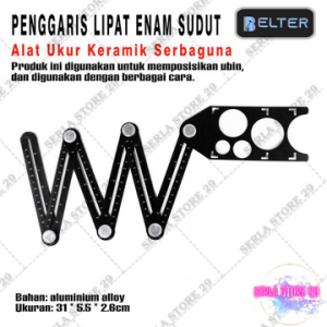 Penggaris Keramik Lipat 6 Sudut Siku Pola Multifungsi Template Alat Ukur Tukang Keramik Serbaguna