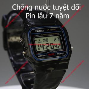 Đồng Hồ Điện Tử F91 Pin Lâu 7 Năm Chống Nước Tuyệt Đối Chuông To Đèn Sáng Made In Malaysia Chống Sốc
