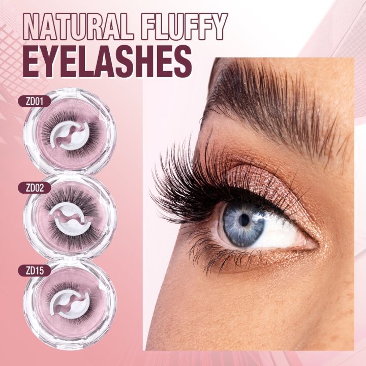 Natural False Eyelashes With Glue Reusable Eyelashes No Glue