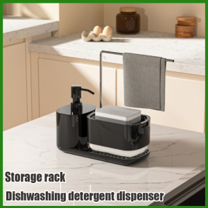 Kitchen Countertop Manual Pressing Soap Dispenser Stainless Steel Frame Detergent Dispenser