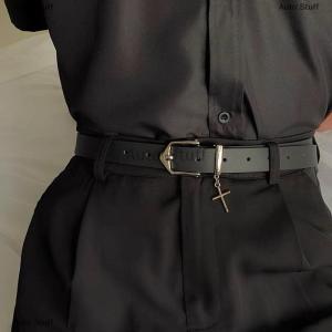 [COD] Auto Stuff PUNK CROSS pendant Jean Belt แฟชั่นย้อนยุคผู้ชายผู้หญิงสายรัดเอวหนัง PU หัวเข็มขัดโลหะเข็มขัดฮิปฮอป