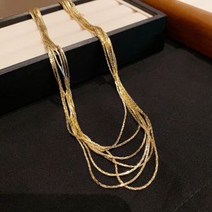 OEUVR Copper Link Multi-Layer Tassel Necklace Exquisite Metal Long Tassel Choker Elegant Fashion Luxury Jewelry Party Evening