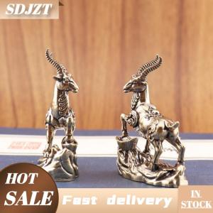 SDJZT Vintage Brass may mắn hoàng đạo động vật bước kho báu Linh Dương tượng Máy tính để bàn trang trí nhà trang trí
