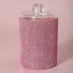 SHIRUI 3 màu sắc Hộp lưu trữ tăm bông có nắp Đính  cương sang trọng Hộp tăm Sáng tạo Cao cấp Hũ đựng bông gòn Bàn trang điểm phòng tắm