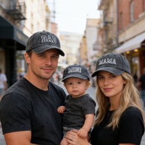 INTOONE Washed Cotton DAD MAMA MINI Embroidery Caps Vintage Breathable Parent-child Baseball Hats Fashion Adjustable Baseball Cap Gifts