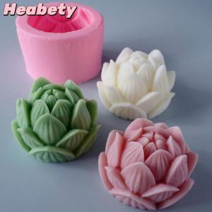 Heabety Aromatherapy Candle Silicone Mold 3D Lotus Flower Shape Soap Silicone Mould DIY