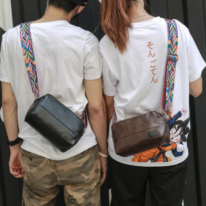 ETONWEG Korean Fashion PU Leather Square Sling Bag - Men Casual Waterproof Shoulder Bag Crossbody Bag Travel Sport Pouch Bags