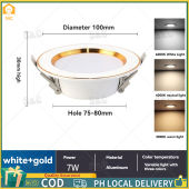 3 Colors LED Ceiling Light Recessed Downlight 220V 7W Pin Lights For Ceiling Tri Color Round Pairtnel Ceiling Lamp Home Lighting Ultra Than LED Ceiling Light Pan Light