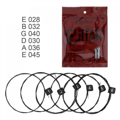 6Pcs Nylon Classical Guitar Strings Black Plating Wire Silver Plated Wound