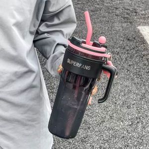 1200ML Simplicity Large Capacity Plastic Water Cup Portable Beverage Bottle Outdoor Fitness Sports Straw Cup