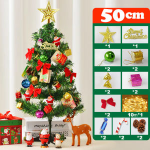 Christmas miniature pine tree mini Christmas tree 50cm with light small bell for desktop living room Christmas decoration