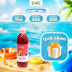 Mứt ổi hồng Déli - 1 lít - thịt quả tự nhiên chuyên dùng pha chế trà trái cây sinh tố