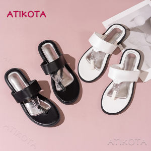 Atikota Women Flip-flops Fashion and Comfortable Flat-soled Chain Non-slip Outdoor Beach Resort Sandals
